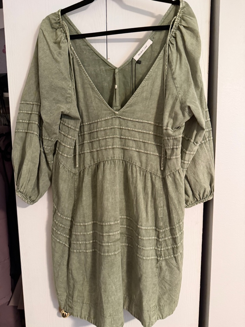 Mustard Seed Olive Green V-Neck Tunic with Pintuck Detail